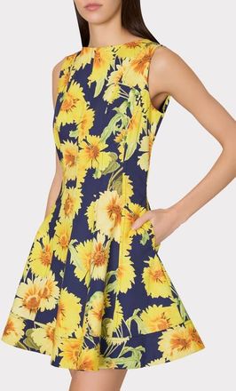 Milly Poppy Sunflower Sleeveless Fit & Flare Minidress in Navy Multi at Nordstrom, Size 12