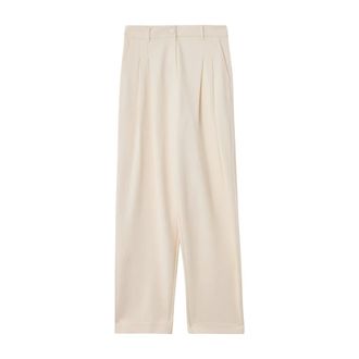Twinset Pantalon met dubbele plooien - Dames - Broeken - Beige - Maat: S Zijde