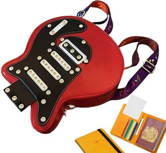 Generic Shoulder Bag - Guitar Shape Fashion Large Capacity Multifunctional Lightweight Shoulder Bag for Cellphone School Work Travel, red