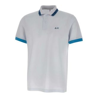 Sun 68 Polo Shirts, male, White, Size: XL Big Stripes on Collar Polo