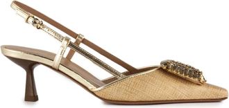 Roberto Festa Milano Julien Slingback Pumps - Dames - Pumps - Geel - 38 EU - Linnen - Schoenen