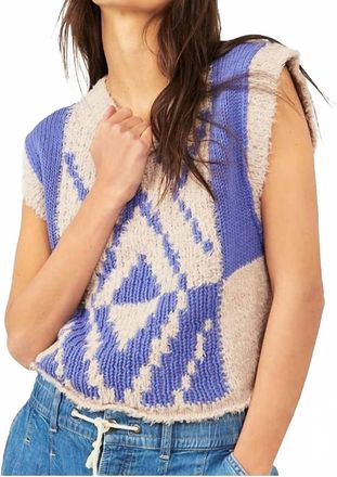 Free People Diamonds For Days Vest In Blue Moon Combo