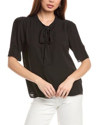 T Tahari Tie-Neck Woven Top