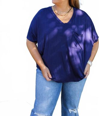 Adrienne Think It Through Pocket Top In Navy