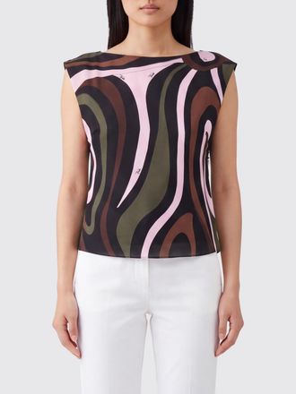 Pucci Top slim fit in seta con stampa astratta e scollo a barca
