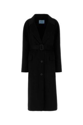 コート PRADA BLACK WOOL BLEND COAT Black Single-breasted cashgora coat | PRADA