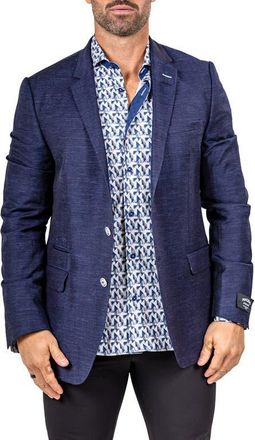 Maceoo Socrate Marthyr033 Blue Slub Wool & Silk Blend Wool Sport Coat at Nordstrom, Size 4