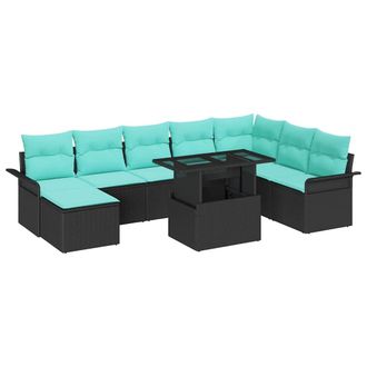 vidaXL Set Divano Da Giardino 9 Pz Nero Vidaxl