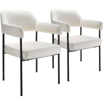TecTake Armchair Doe Set Of 2 - Woven Fabric Off-White/Black in Off-White | Size: 2 Pack