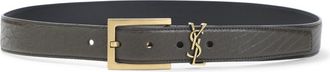Saint Laurent Dark Green Logo Buckle Belt