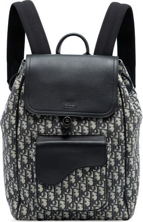 Dior Pre-owned Dior Oblique Canvas Saddle Backpack Unisex 21-BO-0233