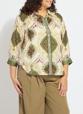Lyss&eacute; Ishani Roll Tab Printed Shirt Curvy