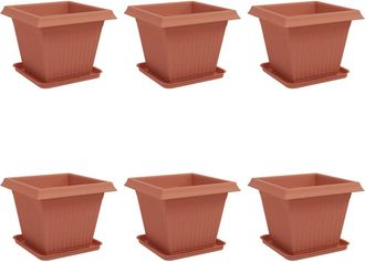 vidaXL Macetas 6 Uds. Rojo Ladrillo Pl&aacute;stico Vidaxl