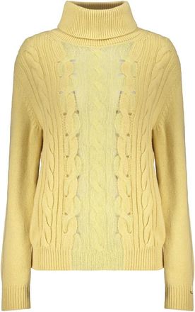 Herno Trui met Hoge Hals in Zachte Knit - Dames - Coltruien - Geel - M - Wol - Truien & Vesten