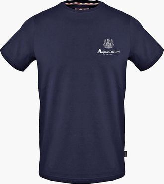 Aquascutum Mens Regular Fit Crew Neck Short Sleeve T-Shirt - Navy - Size: 38
