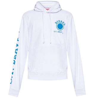 Diesel Heren Distressed Dot Logo Hoodie (Wit)