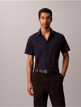 Calvin Klein Mens Cotton Stretch Slim Button-Down Shirt - Navy - XL
