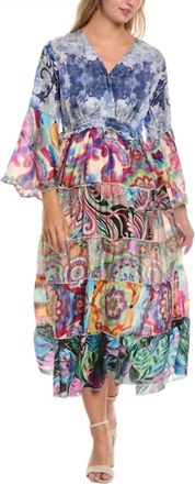 Johnny Was Dibble Tiered Dress In Denim Lace