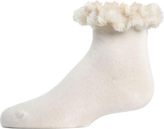 MeMoi Infant Faux-Fur Cuff Anklet Socks in Winter White at Nordstrom, Size 6-12M