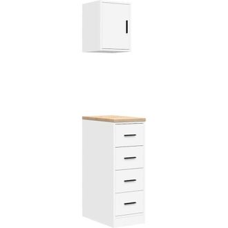vidaXL Garage Cabinets 2 pcs White Engineered Wood vidaXL