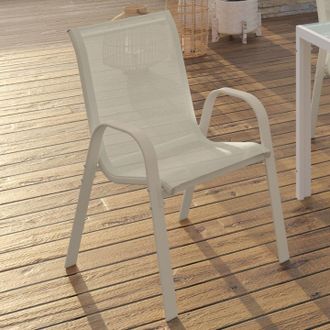 IDMarket Lote De 6 Sillas Apilables De Metal Y Textileno Lyma Beige