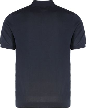Drumohr Mens Knitted Cotton Polo Shirt Blue T-shirts And Polos
