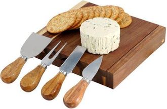 MegaChef Acacia Wood 5 Piece Square Cheese Board with Knife Set at Nordstrom