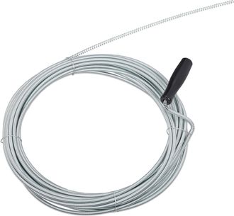 Relaxdays Desatascador Tuber&iacute;as Y Desag&uuml;es 10 M, Cable, Muelle, Ducha, Wc, Alambre, Hierro Y Pl&aacute;stico, &Oslash; 5 Mm, Plateado - Relaxdays