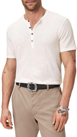 John Varvatos Egon Texture Knit Short Sleeve Henley in White at Nordstrom, Size Xx-Large