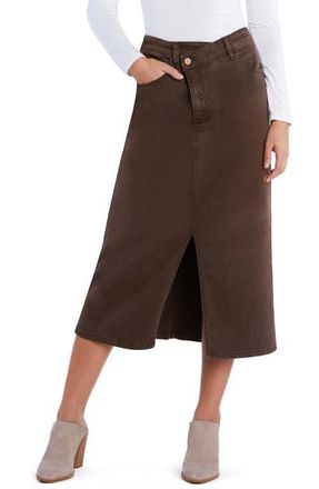 Wash Lab Denim Emmeline Crossover Waist Denim Midi Skirt in Espresso at Nordstrom, Size 25