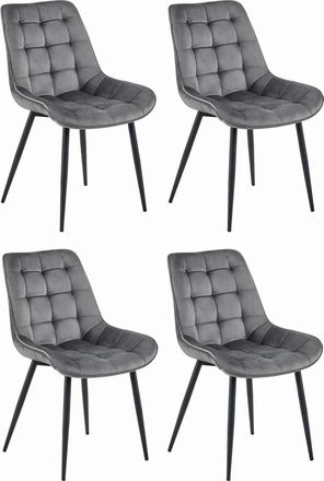 OEM Silla Bera - Terciopelo Gris Oscuro / Patas Negras X 4