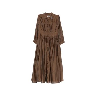 Max Mara Dames, Jurken, Bruin, Maat: 2XS Katoen