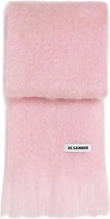 Jil Sander Brushed Knit Mohair Sjaal - Dames - Wintersjaals - Roze - ONE Size - Wol - Accessoires