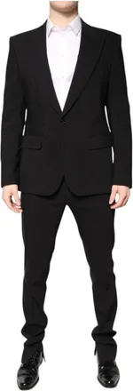 Dolce & Gabbana Luxe Jacquard Slim Fit Pak - Heren - Business pakken - Zwart - M - Polyester - Kostuums