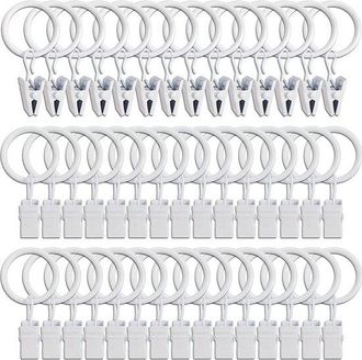 No Brand Anillas Para Cortinas Con Clips - Acero Inoxidable - 45 Piezas - Anillas Para Cortinas - Ganchos Para Cortinas - Ganchos Para Barra De Cortina