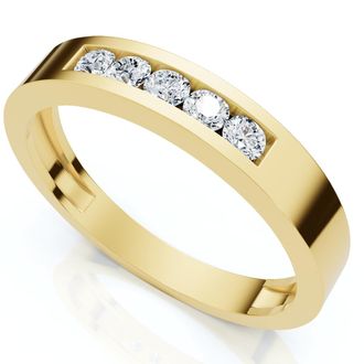 Pompeii3 Mens 1/4Ct Channel Set Diamond Wedding Ring 14k Gold Lab Grown