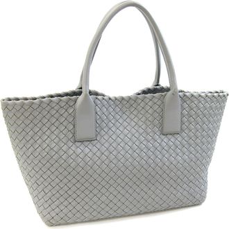 Bottega Veneta Intrecciato Gray Leather Tote Bag (Pre-Owned)