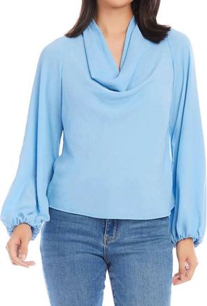 Karen Kane Cowl Neck Top In Blue