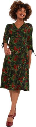 Joe Browns Stretch Knit Faux Wrap Midi Dress in Pretty Poinsettia Floral at Nordstrom, Size Medium
