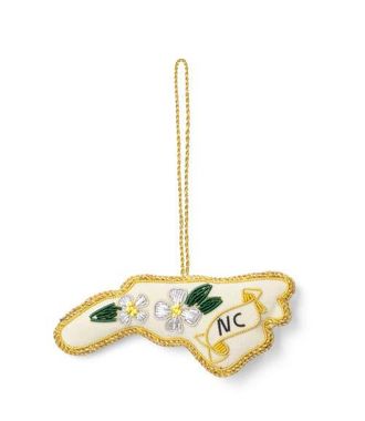Matr Boomie North Carolina State Dogwood Beaded Fabric Ornament - Embroidered in Cream at Nordstrom