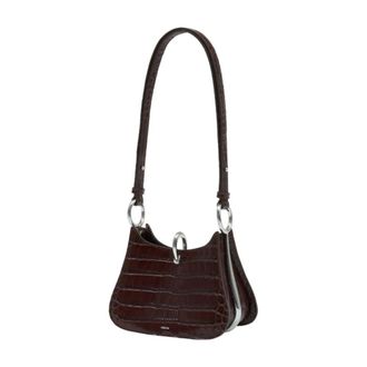 Paco Rabanne Womens Ring Shoulder Bag Brown Calfskin