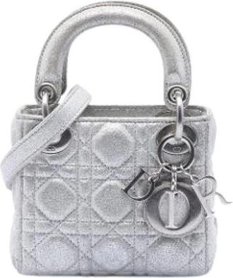 Dior Pre-owned Lady Dior Mini Bag - Dames - Vintage Mini Tas - Grijs - ONE Size - Leer - Vintage