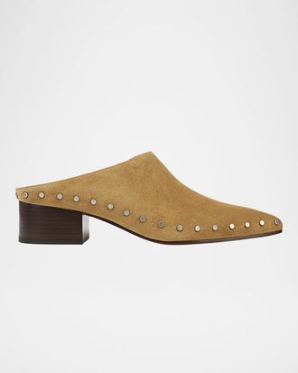 Vince 40mm August Studded Suede Clogs
