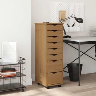 vidaXL Armadietto Rotante con Cassetti moss ambra Legno Massello Pino - Vidaxl