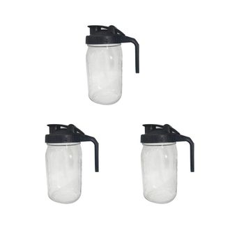 OEM 3 Tarros Mason De 946 Ml Con Tapas Con Boquilla Para Verter - Jarras De Vidrio Con Tapa, Jarras Para Leche Materna, Selladas Para Zumo, Leche, Caf&eacute;, T
