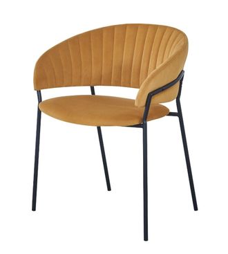 Vintahome Silla De Comedor Acero Negro Terciopelo amarillo