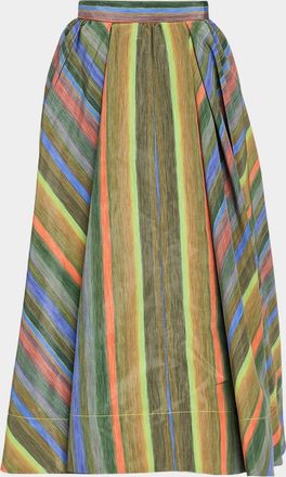 Christopher John Rogers Louie Striped Taffeta Full Midi Skirt