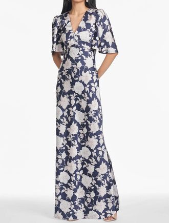 Sachin & Babi Mae Floral Gown In Alabaster Begonia
