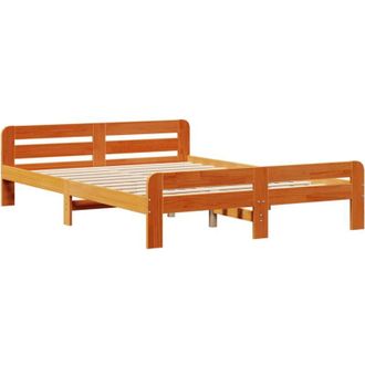 vidaXL Cama Sin Colch&oacute;n Madera Maciza Pino Marr&oacute;n Cera 150x200 Cm Vidaxl