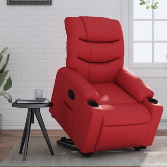 vidaXL Sill&oacute;n Reclinable Elevable Cuero Artificial Rojo Vidaxl